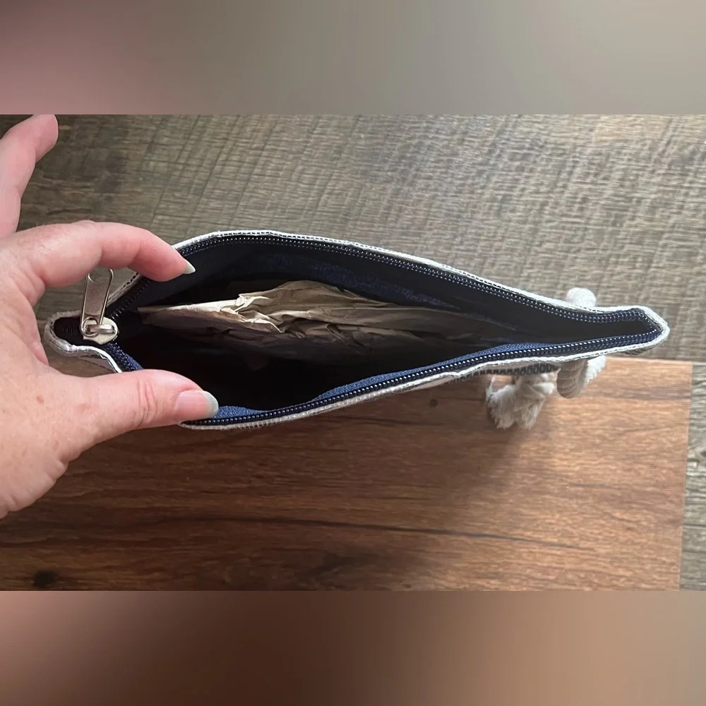 Flamingo 🦩 Large Beach Tote Bag Nautical Rope Handles Zippered Accessory Bag - Picture 7 of 8